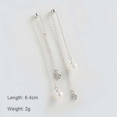S925 Silver Earrings Light Beads Round Beads Earrings Pearl Earrings Wholesale