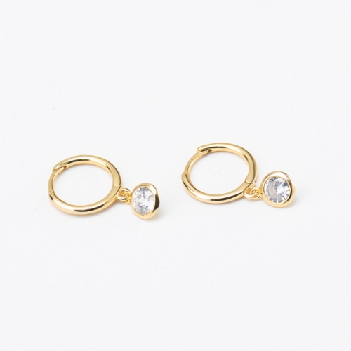 S925 Sterling Silver Earrings Simple Glossy Earrings Circle Single Diamond Girl Earrings