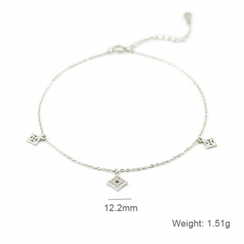 S925 Sterling Silver Anklet Women'S Creative Anklet With Geometric Diamond Anklet
