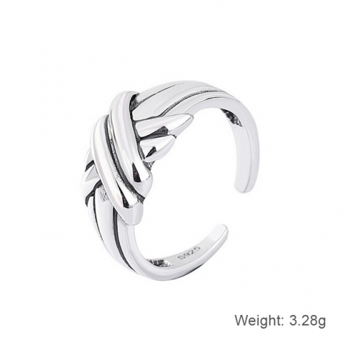 S925 Sterling Silver Ring Exaggerated Cross Ring Female Retro Ring Double Cross Ring Jewelry