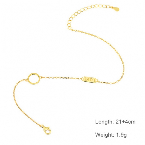 S925 Silver Cross Chain Anklet New Love Simple Anklet Female Circle Anklet