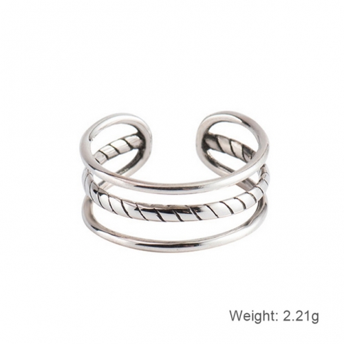 925 Sterling Silver Ring Three-Layer Sterling Silver Ring Women'S Art Open Ring Wholesale