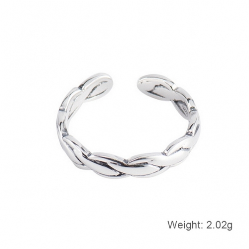 S925 Sterling Silver Ring Braided Cross Ring Simple Open Ring Wholesale