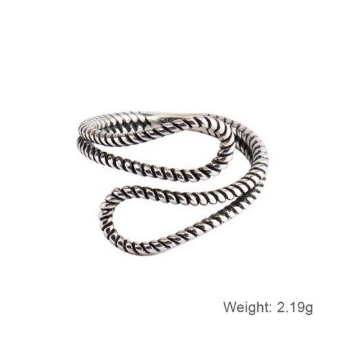 S925 Sterling Silver Ring Retro Double Twist Ring Women'S Open Adjustable Ring