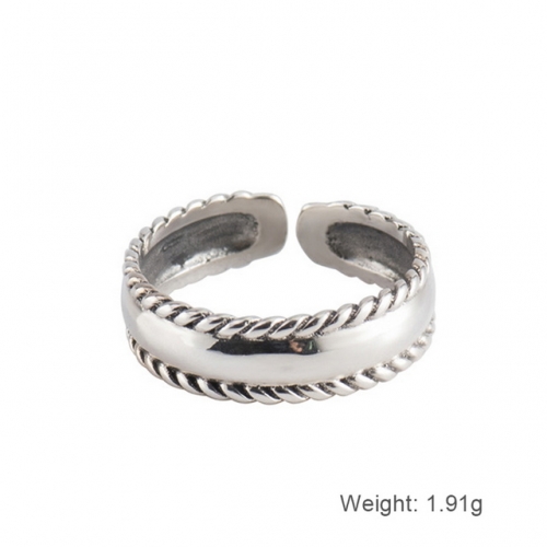 S925 Sterling Silver Ring Female Creative Ring Twist Retro Ring