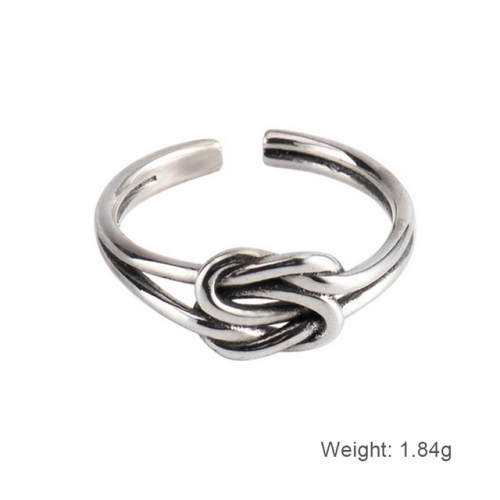 S925 Sterling Silver Ring Knot Ring Female Simple Opening Adjustable Ring