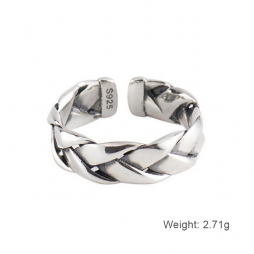 925 Sterling Silver Ring Women'S Open Ring Woven Retro Creative Ring Wholesale