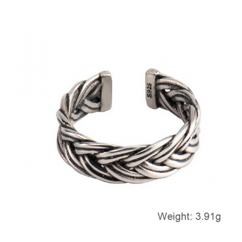 925 Sterling Silver Ring Retro Wave Ring Simple Winding Ring Wholesale