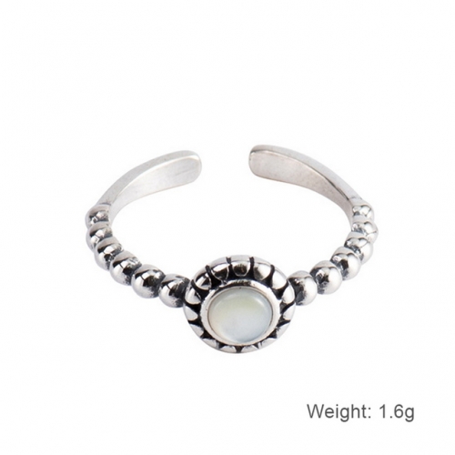 S925 Sterling Silver Ring Women'S Diamond Gemstone Ring Simple Ring