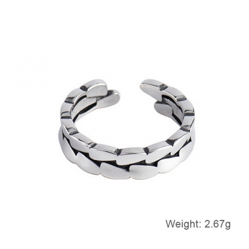 S925 Sterling Silver Ring Ladies Retro Ring Double Ring Silver Jewelry Wholesale