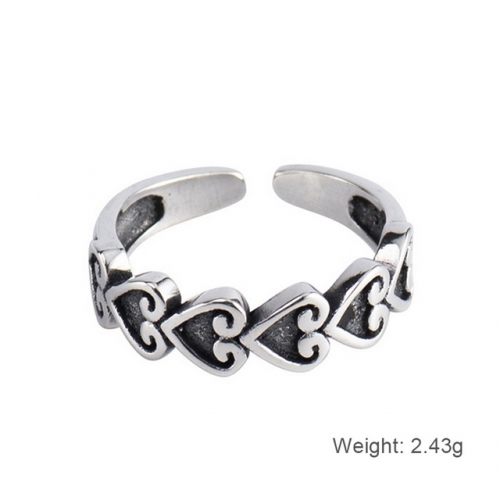 S925 Sterling Silver Ring Ladies Retro Ring Love Open Ring Silver Jewelry Wholesale