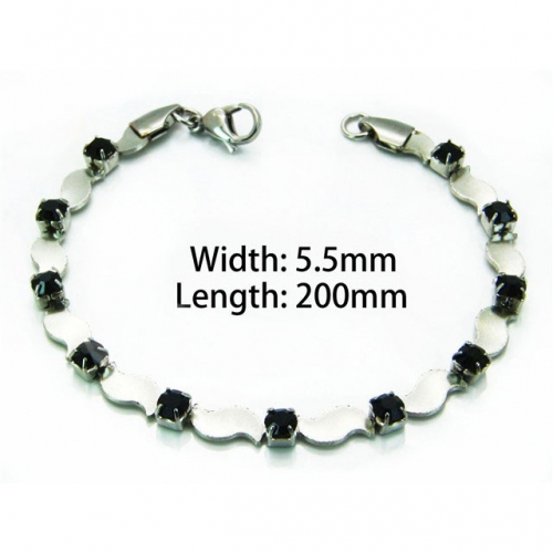 Wholesale Stainless Steel 316L Crystal or Zircon Bracelets NO.#BC40B0160LS