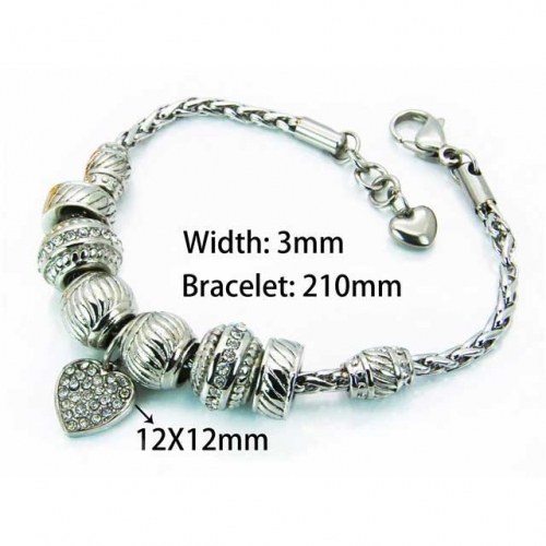 Wholesale Stainless Steel 316L Crystal or Zircon Bracelets NO.#BC22B0051LLS