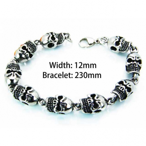 Wholesale Stainless Steel 316L Skull Bracelet NO.#BC22B0024JLE