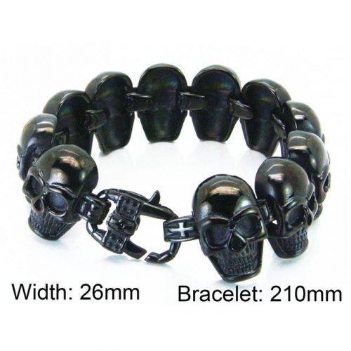 Wholesale Stainless Steel 316L Skull Bracelet NO.#BC28B0052KLW