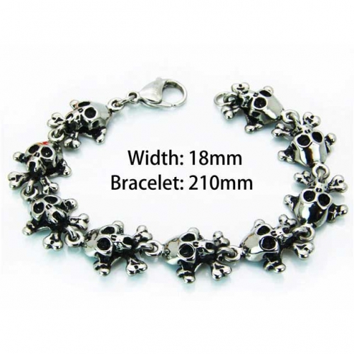 Wholesale Stainless Steel 316L Skull Bracelet NO.#BC22B0027JLD