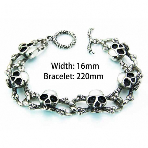 Wholesale Stainless Steel 316L Skull Bracelet NO.#BC22B0018JLE