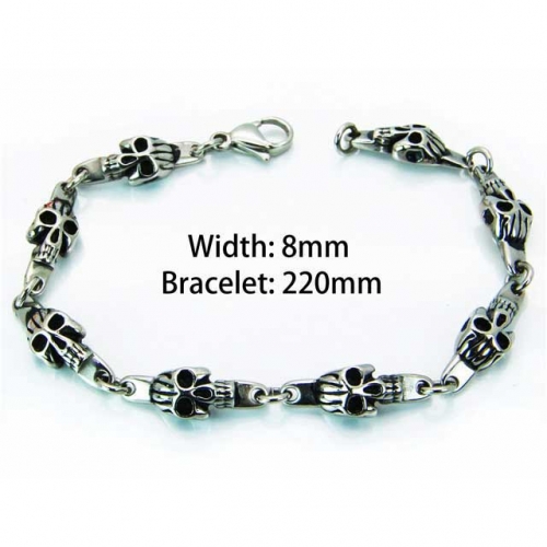 Wholesale Stainless Steel 316L Skull Bracelet NO.#BC22B0038IOE