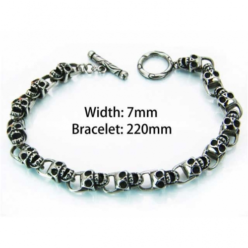 Wholesale Stainless Steel 316L Skull Bracelet NO.#BC22B0036IPR