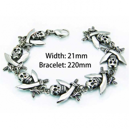 Wholesale Stainless Steel 316L Skull Bracelet NO.#BC22B0029JLV