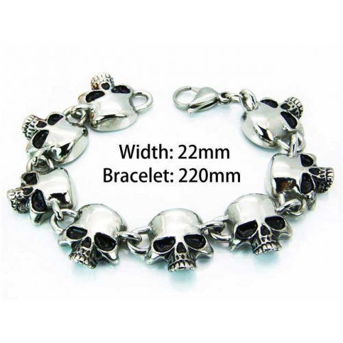 Wholesale Stainless Steel 316L Skull Bracelet NO.#BC22B0021JDD