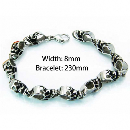 Wholesale Stainless Steel 316L Skull Bracelet NO.#BC22B0033JJA