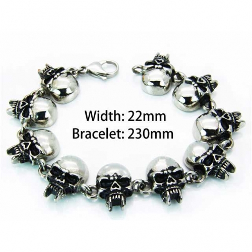 Wholesale Stainless Steel 316L Skull Bracelet NO.#BC22B0019KAA