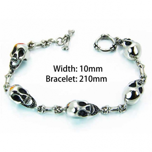 Wholesale Stainless Steel 316L Skull Bracelet NO.#BC22B0039JLF