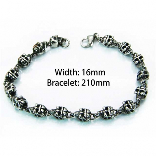 Wholesale Stainless Steel 316L Skull Bracelet NO.#BC22B0041JSS