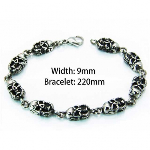 Wholesale Stainless Steel 316L Skull Bracelet NO.#BC22B0035IOQ