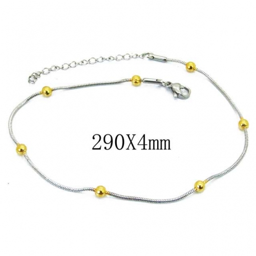 Wholesale Stainless Steel 316L Fashion Anklets NO.#BC62B0304JL
