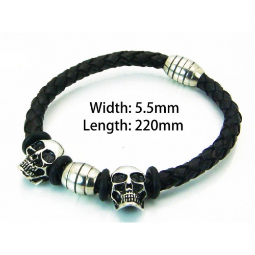 Wholesale Stainless Steel 316L Skull Bracelet NO.#BC22B0085HPF