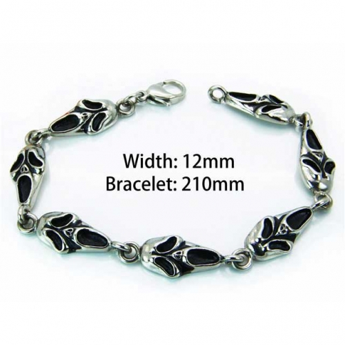 Wholesale Stainless Steel 316L Skull Bracelet NO.#BC22B0037IOD