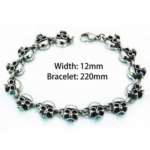 Wholesale Stainless Steel 316L Skull Bracelet NO.#BC22B0026INW