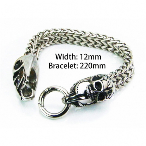 Wholesale Stainless Steel 316L Skull Bracelet NO.#BC28B0034JMW