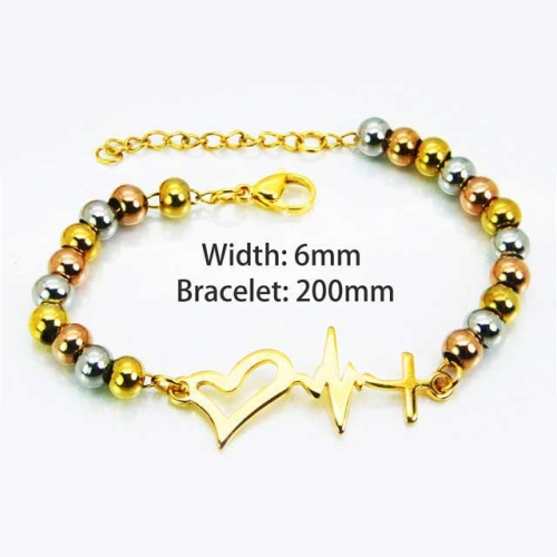 Wholesale Stainless Steel 316L Steel Bead Bracelets NO.#BC76B1497MLE