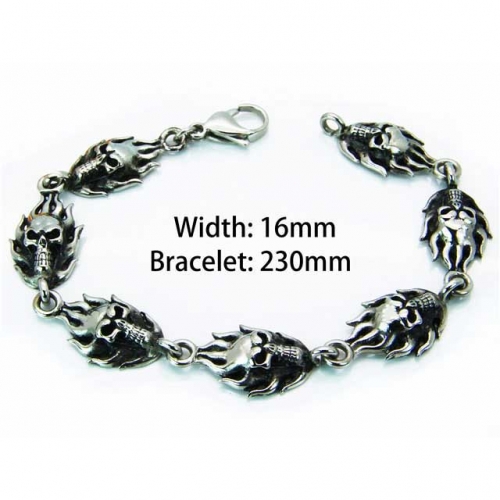 Wholesale Stainless Steel 316L Skull Bracelet NO.#BC22B0028JJZ