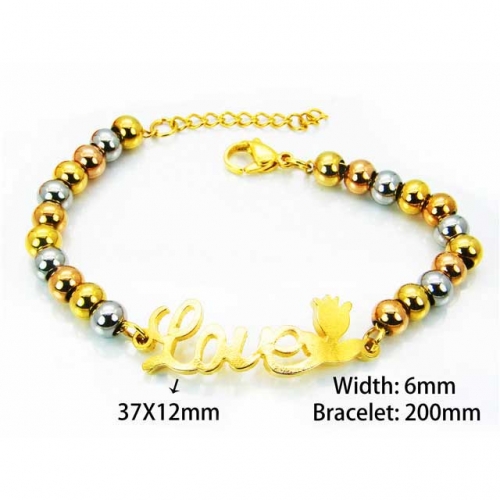 Wholesale Stainless Steel 316L Steel Bead Bracelets NO.#BC76B0326NW