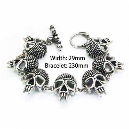 Wholesale Stainless Steel 316L Skull Bracelet NO.#BC28B0006ILG