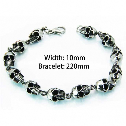 Wholesale Stainless Steel 316L Skull Bracelet NO.#BC22B0034JLE