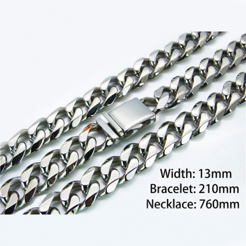 Wholesale Stainless Steel 316L Necklace & Bracelet Set NO.#BC82S0055LID