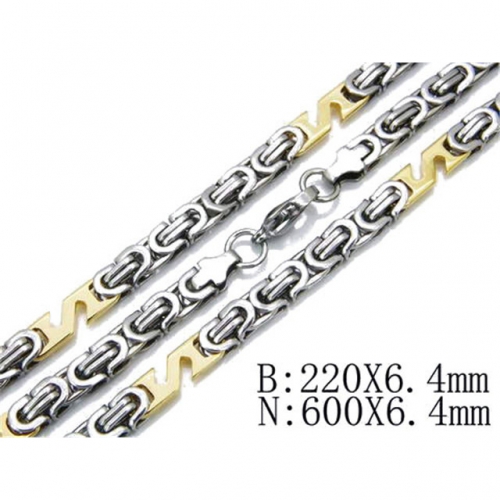 Wholesale Stainless Steel 316L Two-Tone Necklace & Bracelet Set NO.#BC55S0210I10