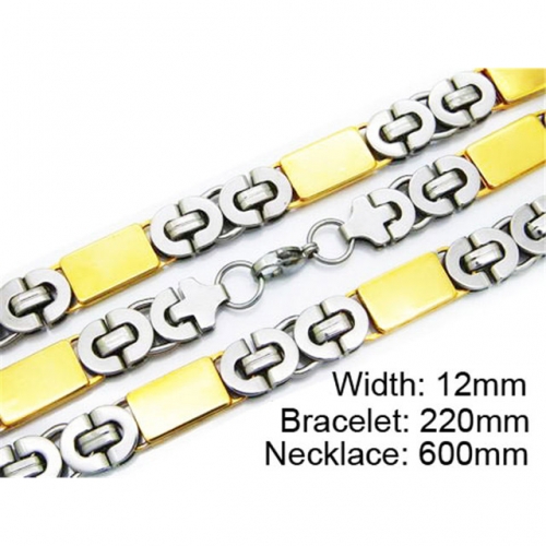 Wholesale Stainless Steel 316L Two-Tone Necklace & Bracelet Set NO.#BC55S0165I30