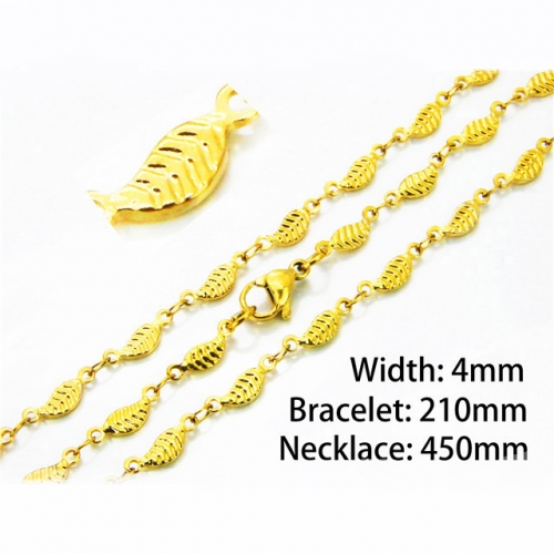 Wholesale Stainless Steel 316L Necklace & Bracelet Set NO.#BC39S0653MLS