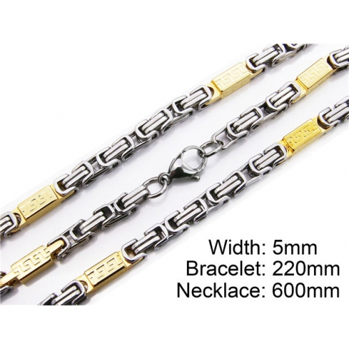 Wholesale Stainless Steel 316L Two-Tone Necklace & Bracelet Set NO.#BC55S0004I20