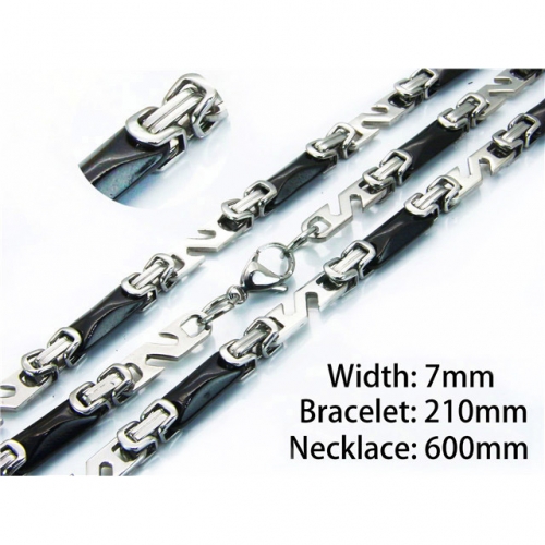 Wholesale Stainless Steel 316L Necklace & Bracelet Set NO.#BC55S0506IJE