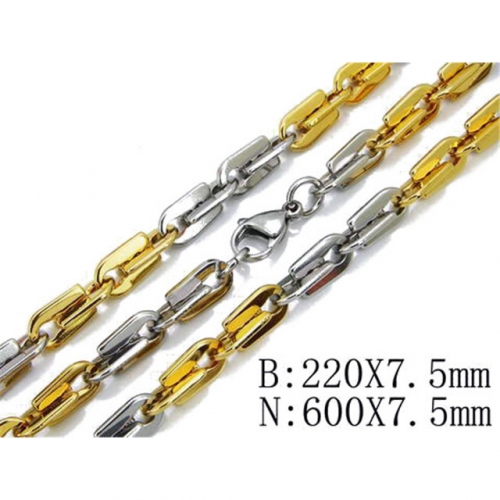 Wholesale Stainless Steel 316L Two-Tone Necklace & Bracelet Set NO.#BC55S0212I10