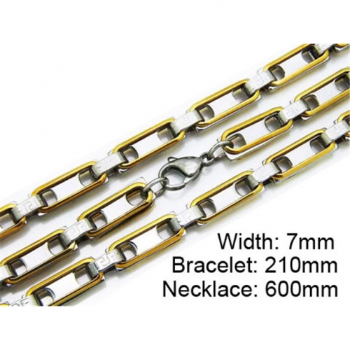 Wholesale Stainless Steel 316L Two-Tone Necklace & Bracelet Set NO.#BC55S0154I20