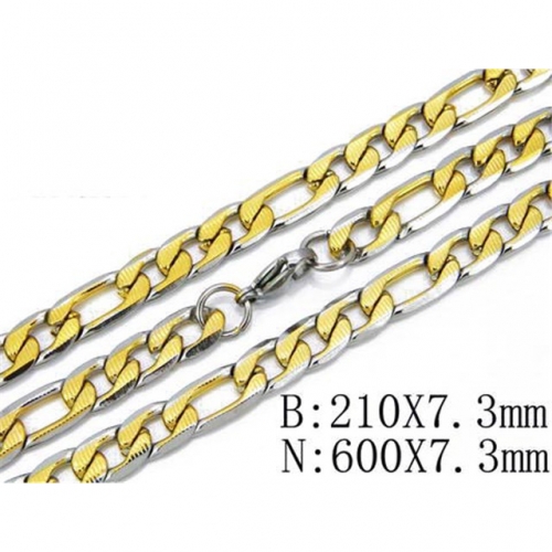 Wholesale Stainless Steel 316L Two-Tone Necklace & Bracelet Set NO.#BC40S0044H70