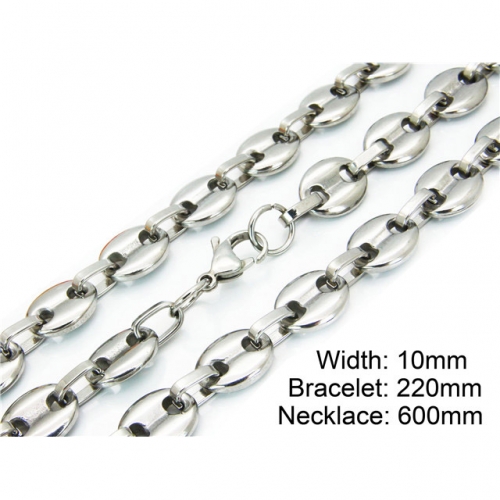 Wholesale Stainless Steel 316L Necklace & Bracelet Set NO.#BC55S0256HNC